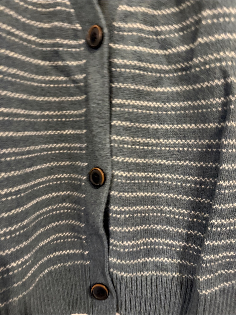 Patagonia Blue and White Striped V‑Neck wool blend Cardigan NWOT - Picture 3 of 7